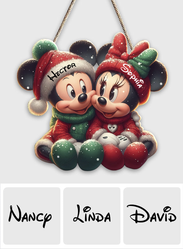 Cute Mouse Couple - Personalized Mouse Custom Shaped Wood Sign