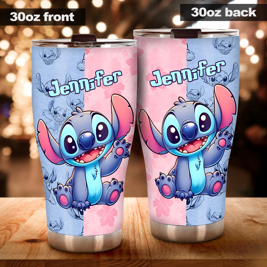 Pink And Blue Ohana - Personalized Ohana Tumbler