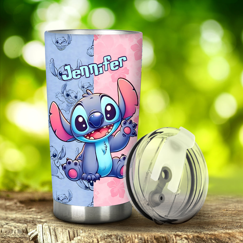 Pink And Blue Ohana - Personalized Ohana Tumbler