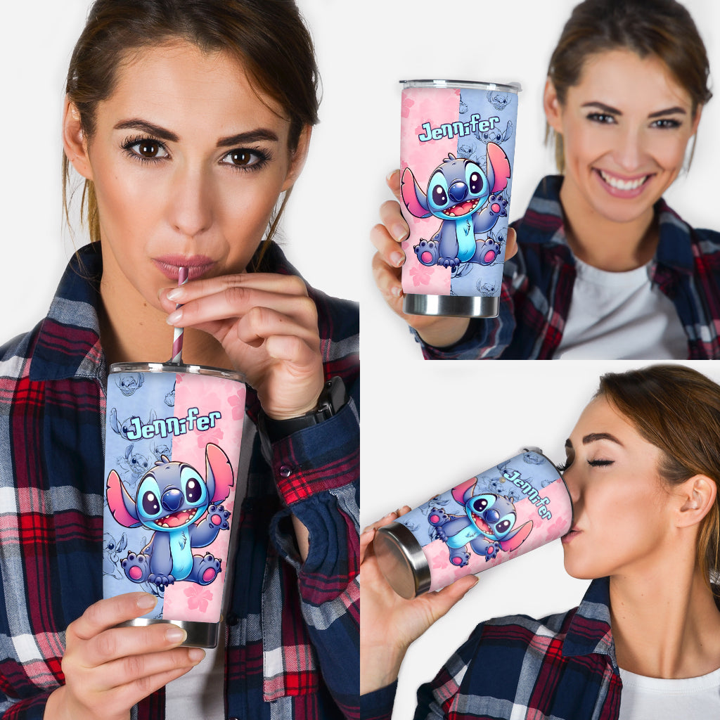 Pink And Blue Ohana - Personalized Ohana Tumbler