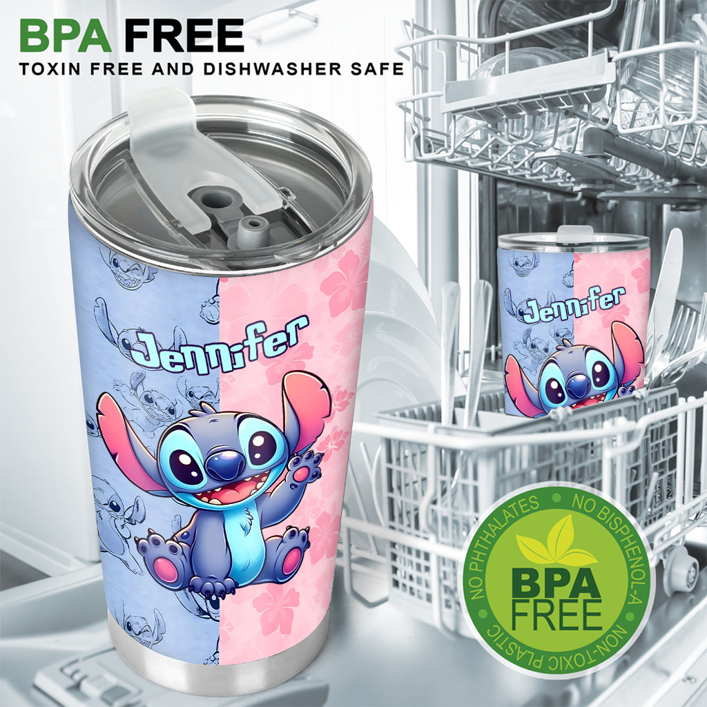 Pink And Blue Ohana - Personalized Ohana Tumbler