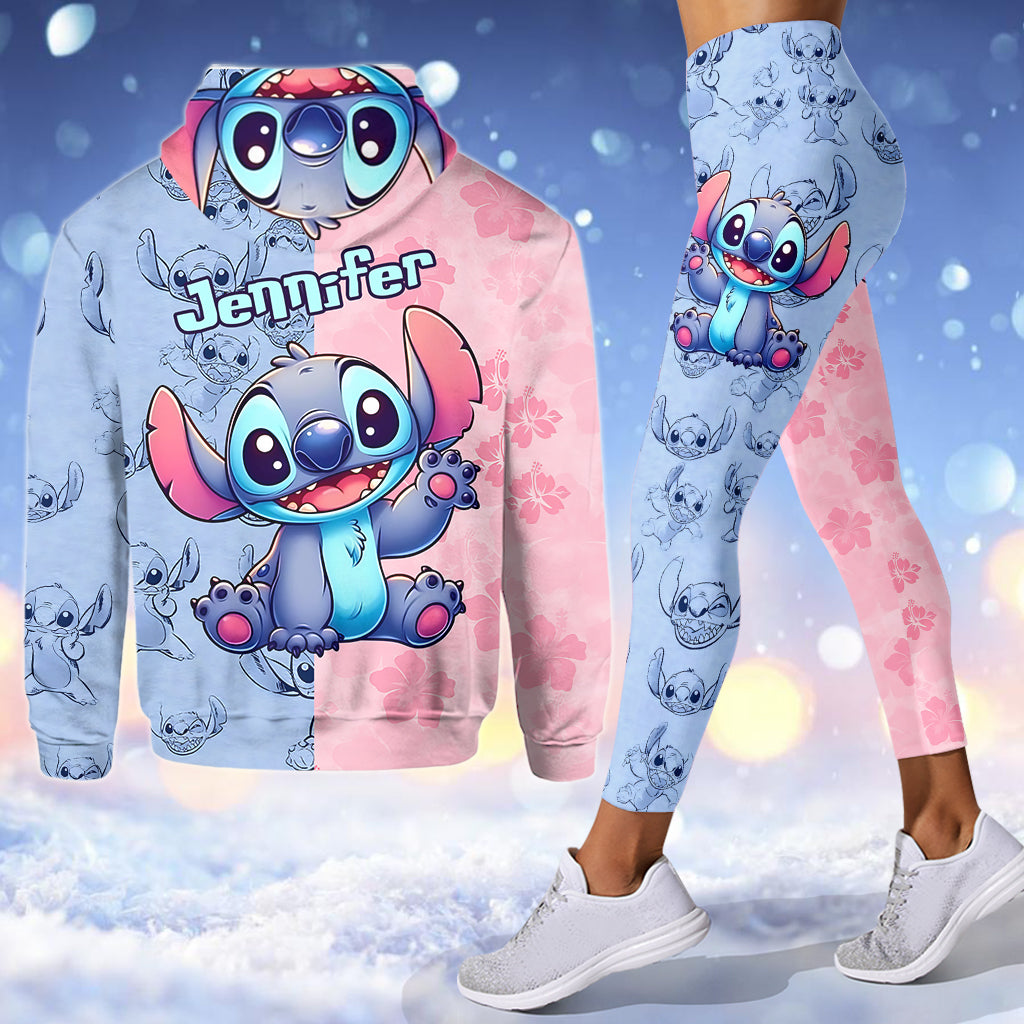 Pink And Blue - Personalized Ohana Hoodie and Leggings