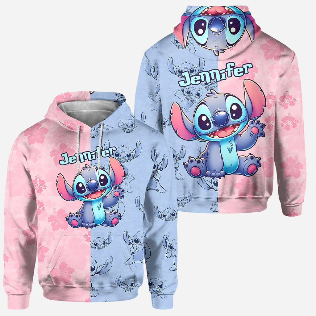 Pink And Blue - Personalized Ohana Hoodie and Leggings