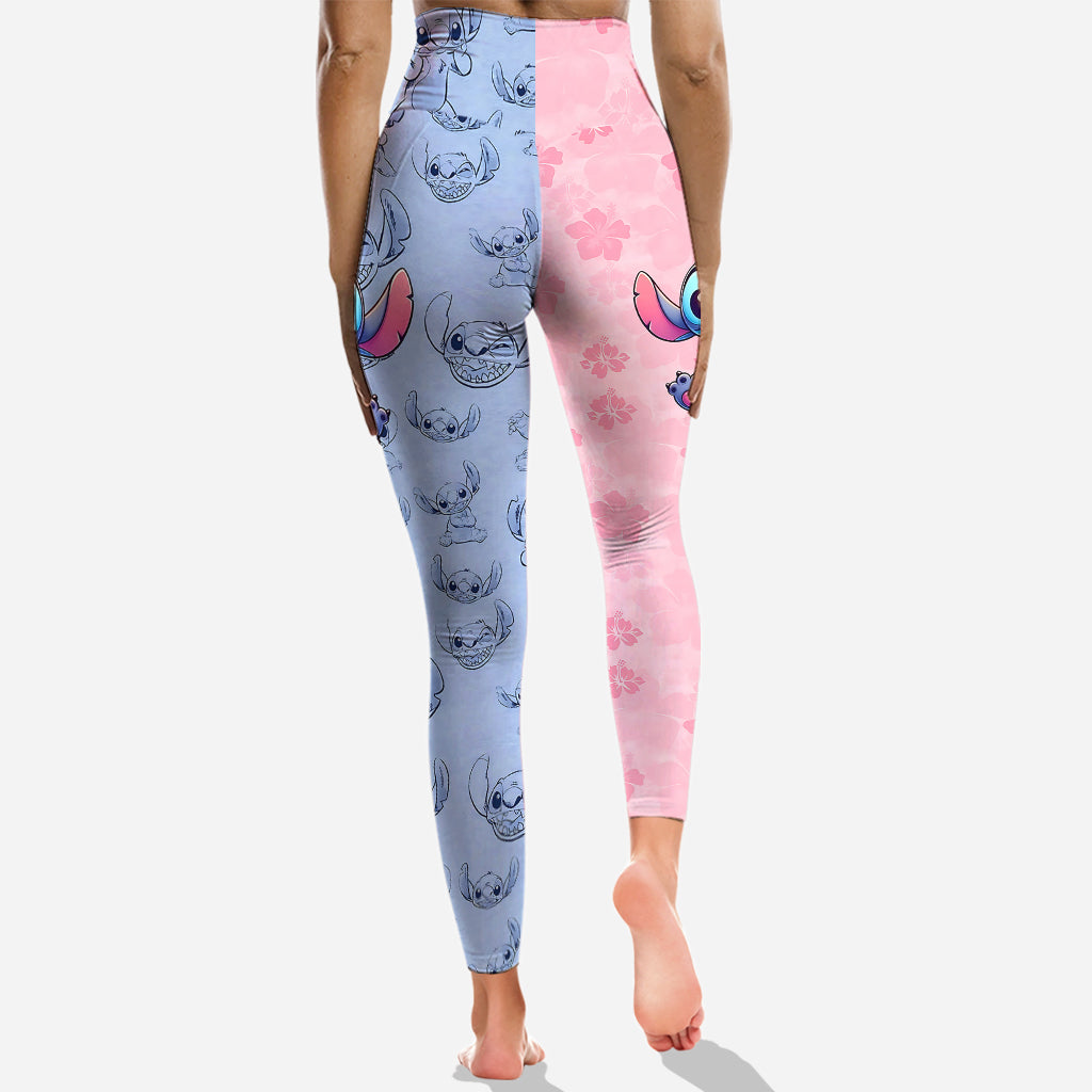Pink And Blue - Personalized Ohana Hoodie and Leggings