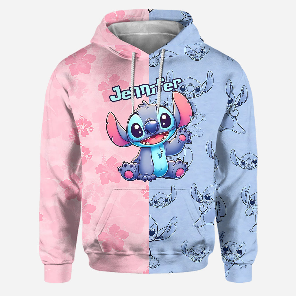 Pink And Blue - Personalized Ohana Hoodie and Leggings