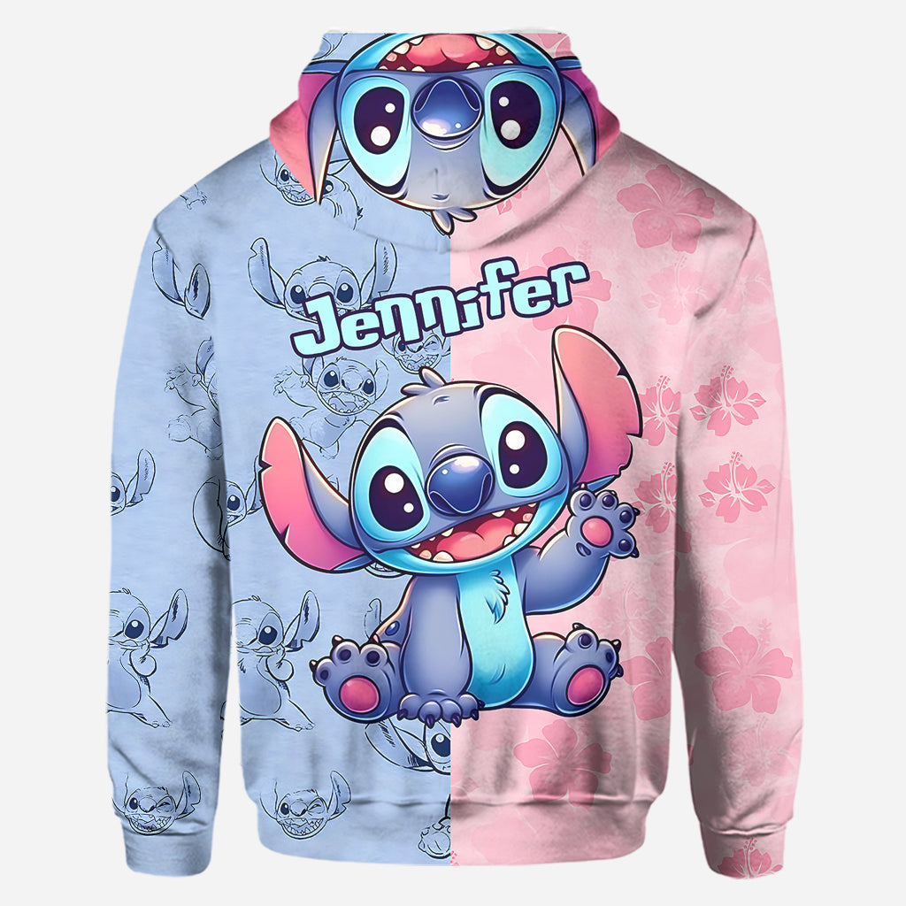 Pink And Blue - Personalized Ohana Hoodie and Leggings