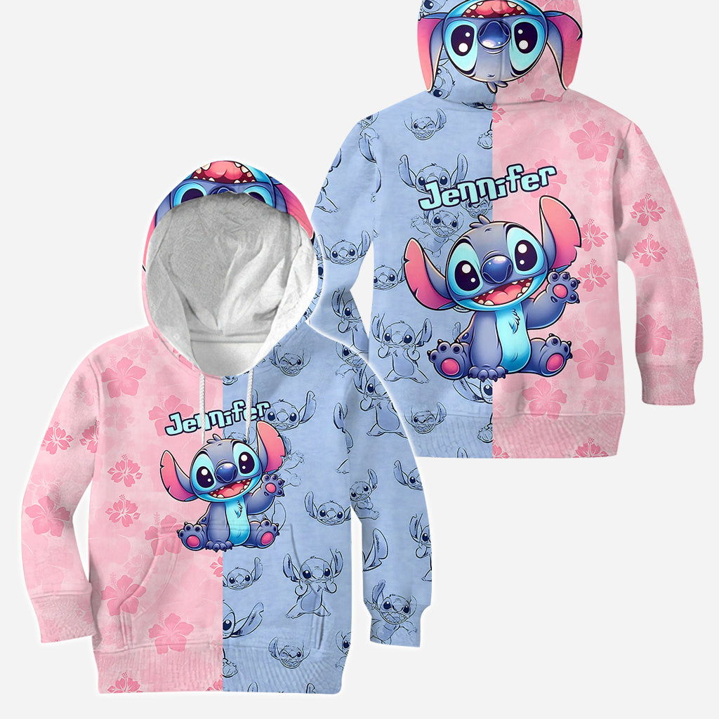 Pink And Blue - Personalized Ohana Hoodie and Leggings