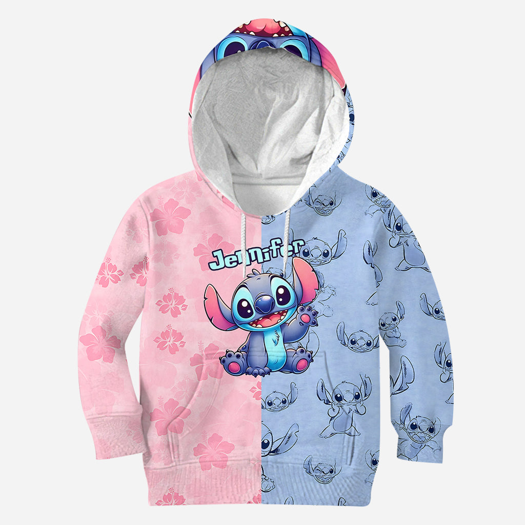 Pink And Blue - Personalized Ohana Hoodie and Leggings