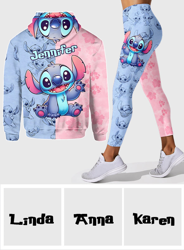 Pink And Blue - Personalized Ohana Hoodie and Leggings