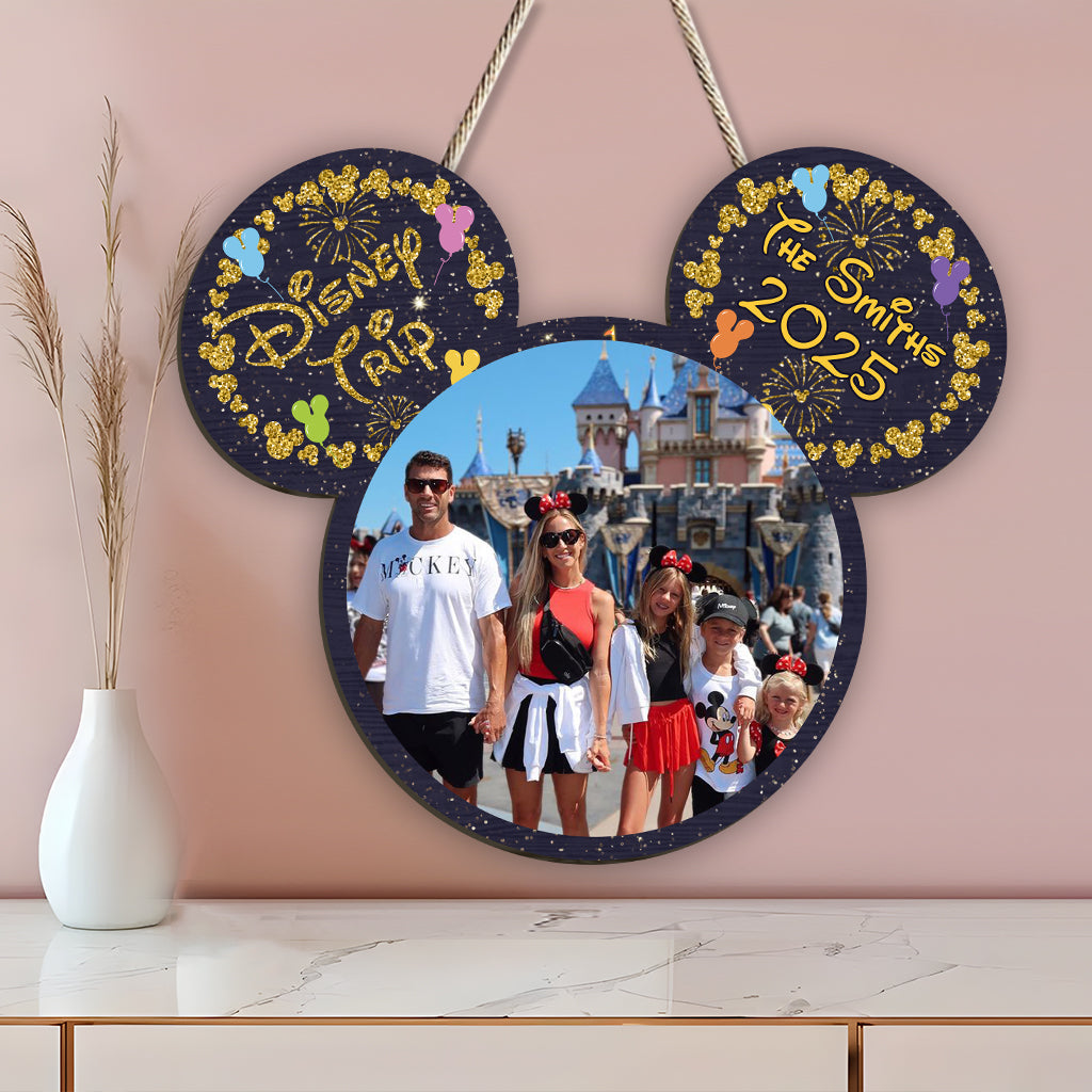 Family Trip - Personalized Mouse Custom Shaped Wood Sign