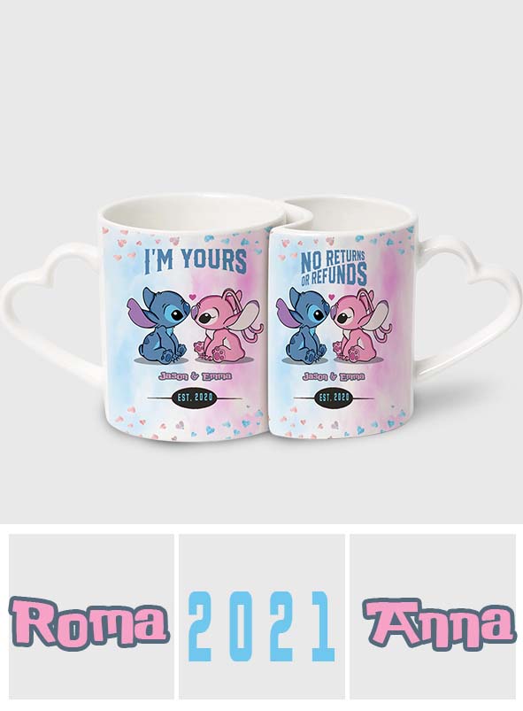 I'm Yours No Returns Or Refunds - Personalized Ohana Matching Heart Handle Mug