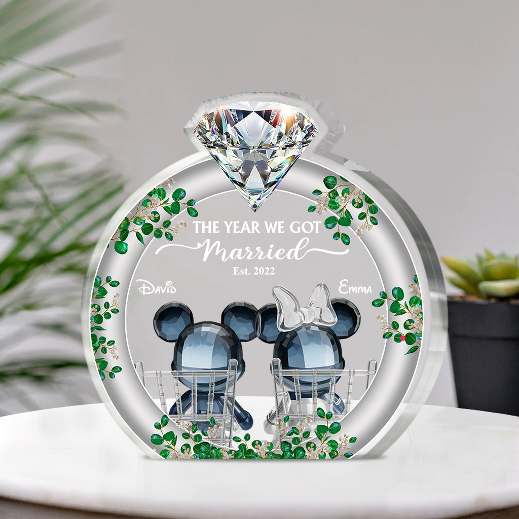 The Year We Got Married - Personalized Mouse Custom Shaped Acrylic Plaque