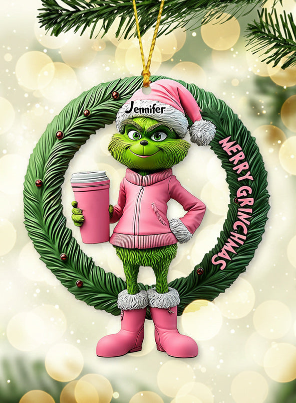 Grinchy Green Lady - Personalized Stole Christmas Ornament