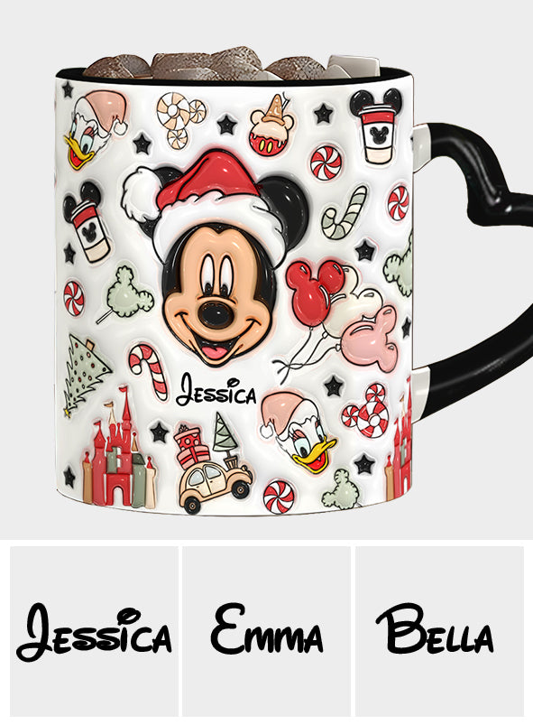 Christmas Is Coming To Mousetown - Personalized Mouse Heart Handle Mug