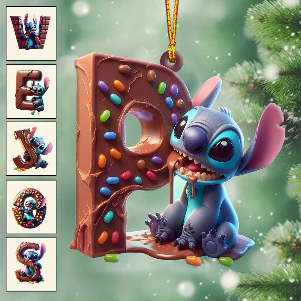 Ohana Chocolate Letter Ornament - Personalized Kid Ornament