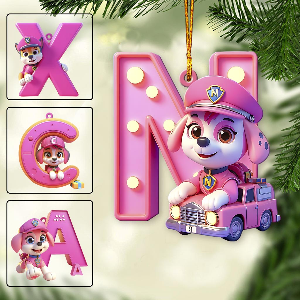 No job is too big, no pup is too small - Personalized Kid Ornament