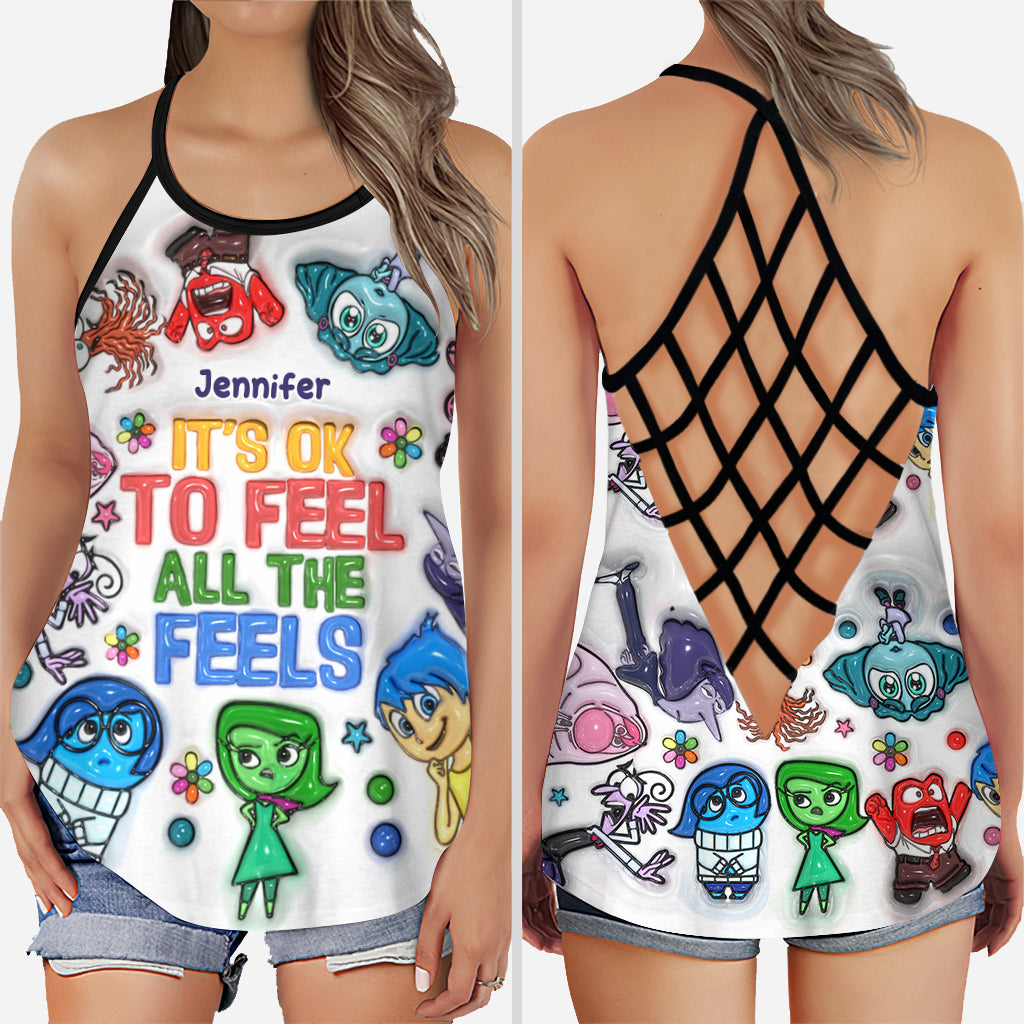 It's Ok To Feel All The Feels - Personalized Cross Tank Top and Leggings