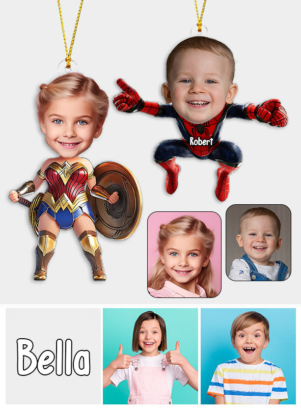 Super Heros - Personalized Kid Custom Shaped Ornament