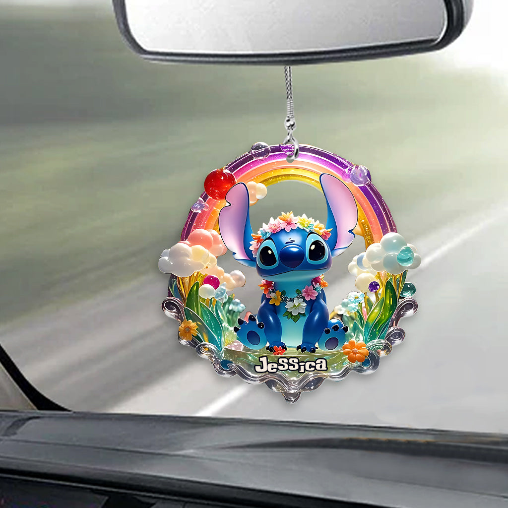 Colorful Ohana - Personalized Ohana Transparent Car Ornament