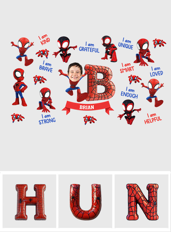 You Are Strong Spider Alphabet Letter - Personalized Kid Wall Decal