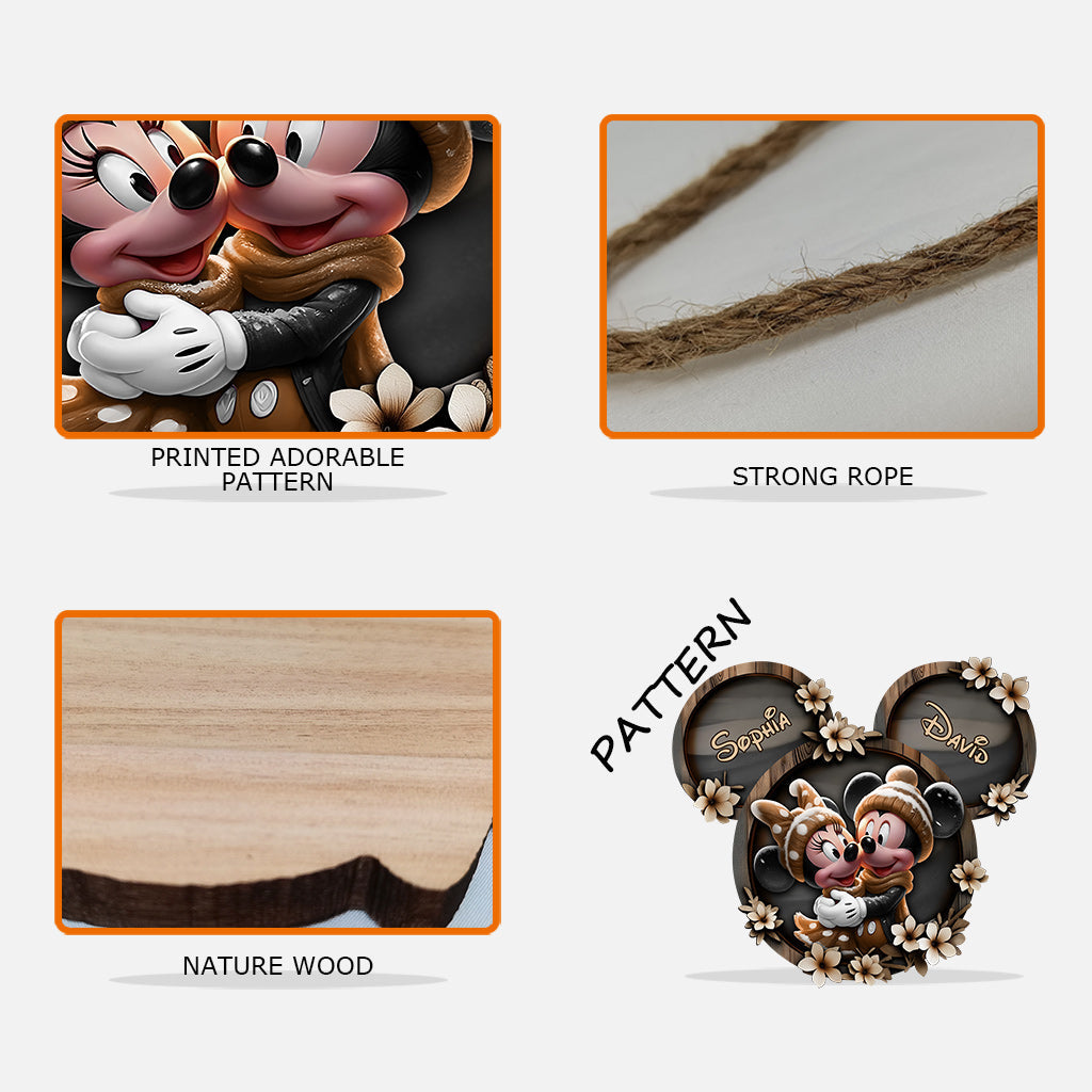 Cute Mouse Couple - Personalized Mouse Custom Shaped Wood Sign
