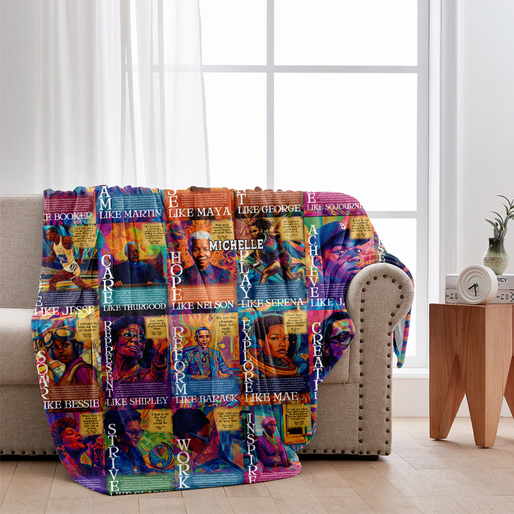 Rise Like Martin Dream Like Maya - Personalized African American Blanket