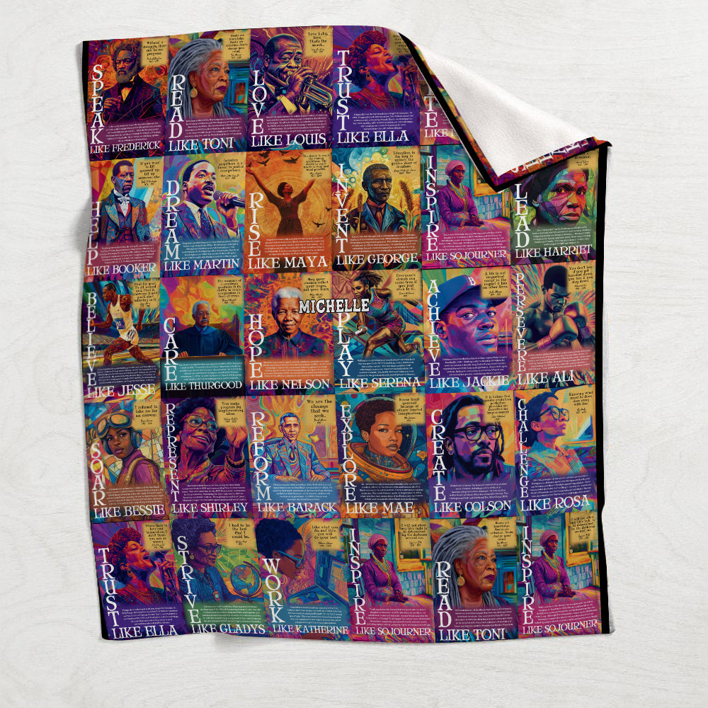 Rise Like Martin Dream Like Maya - Personalized African American Blanket