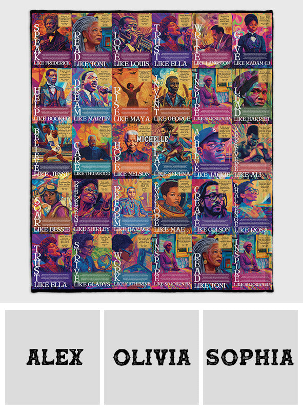 Rise Like Martin Dream Like Maya - Personalized African American Blanket