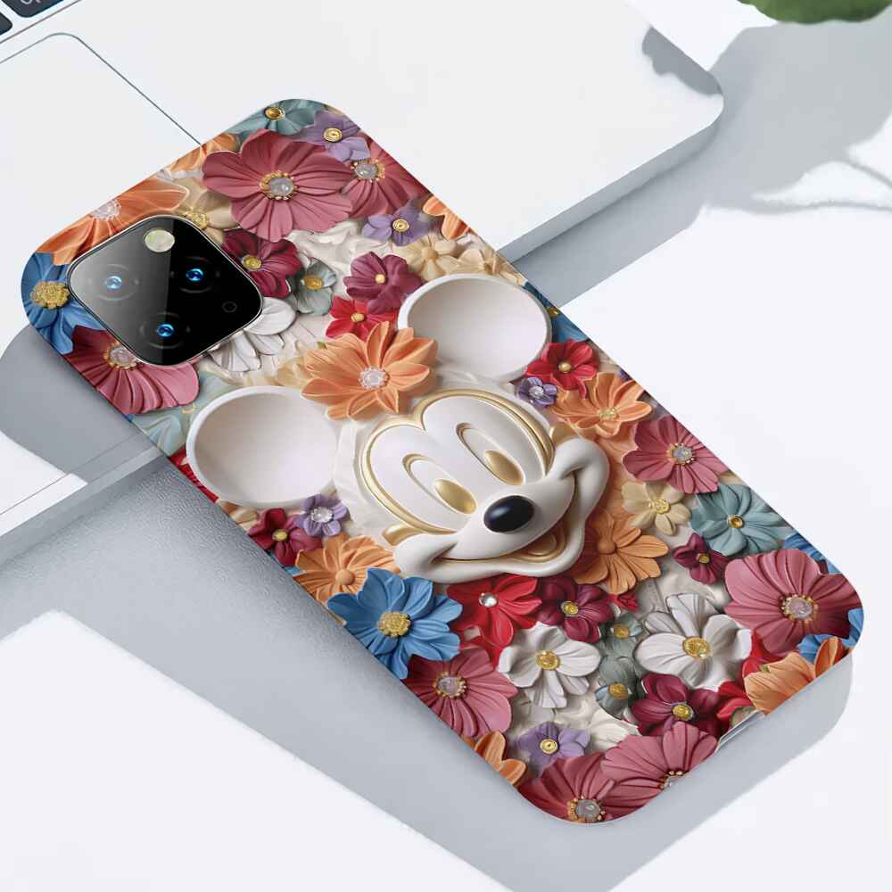 3D Effect Floral Mouse Full Print Phone Case