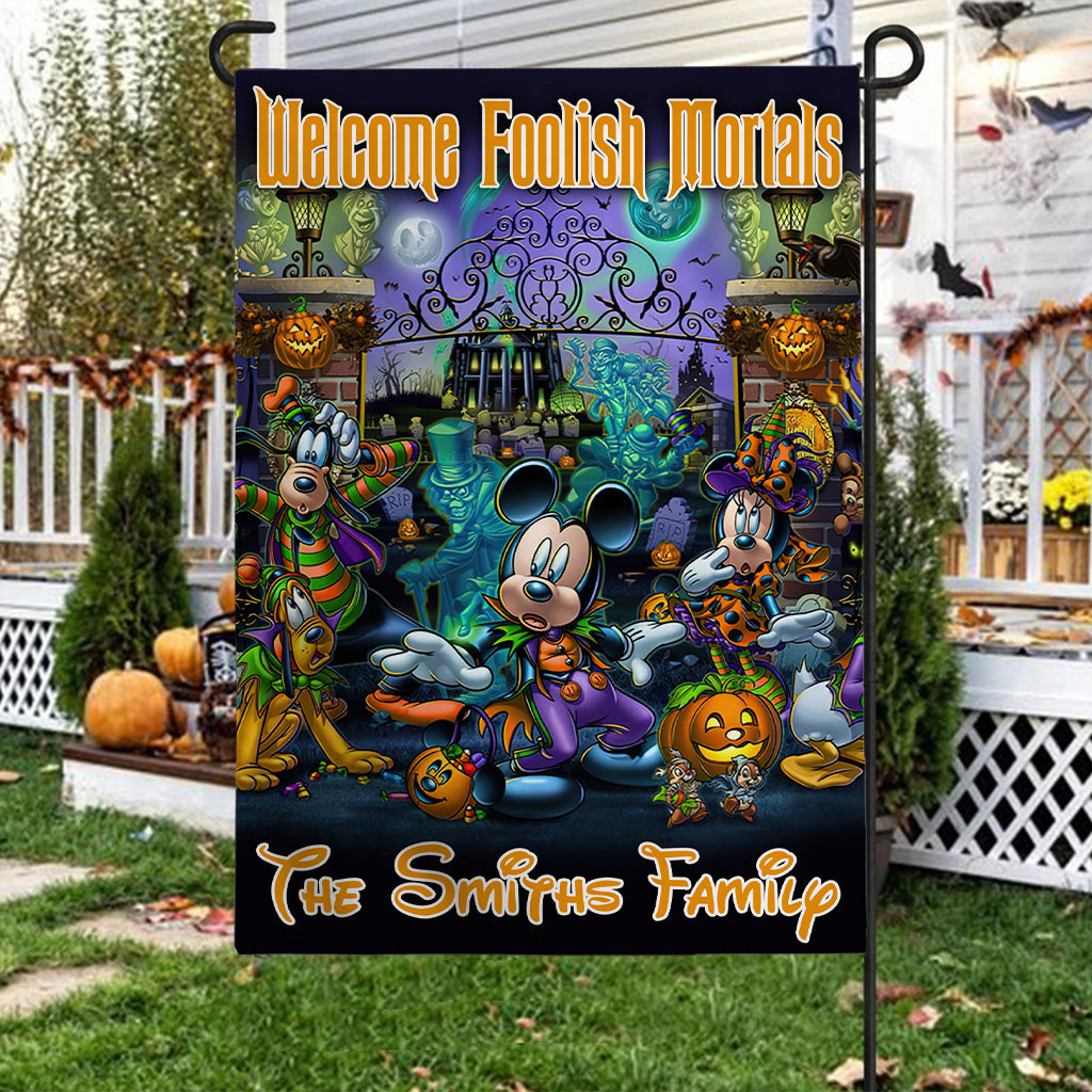 Welcome Foolish Mortals - Personalized Mouse House Flag