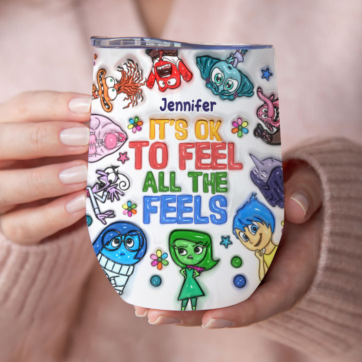 It's Ok To Feel All The Feels - Personalized Wine Tumbler