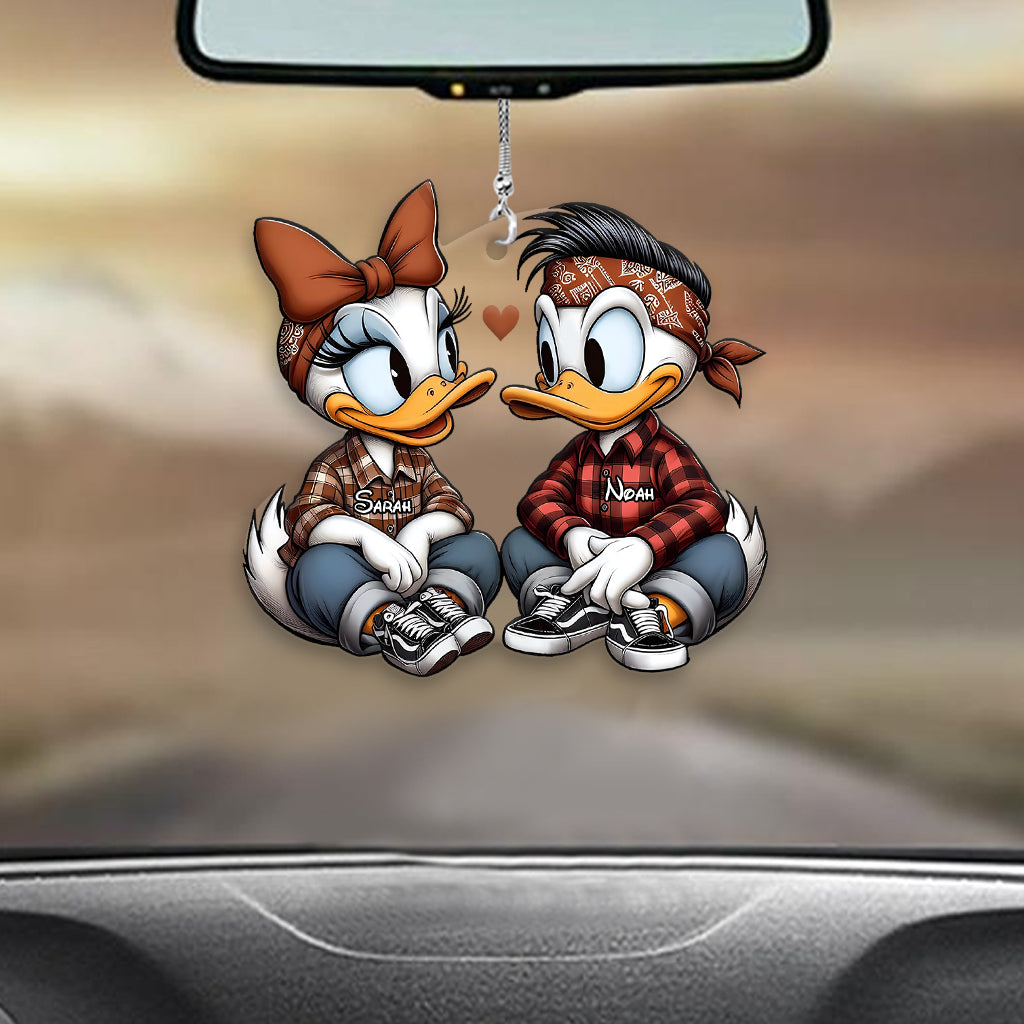 Chicano Duck Couple - Personalized Mouse Transparent Car Ornament