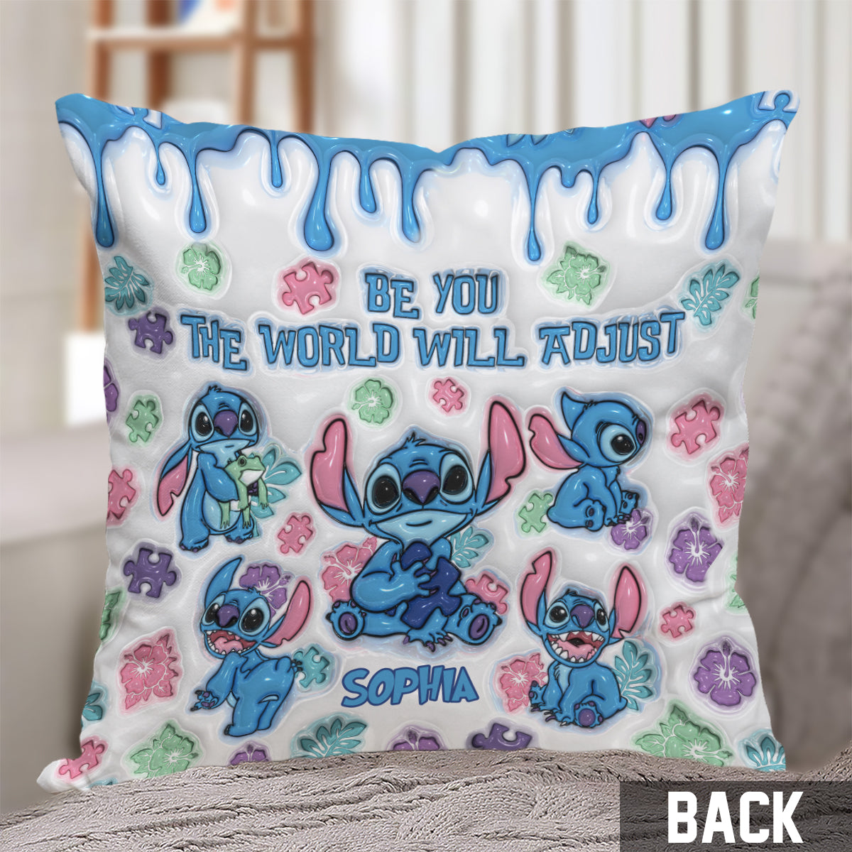 Be You The World Will Adjust - Personalized Autism Awareness Throw Pillow