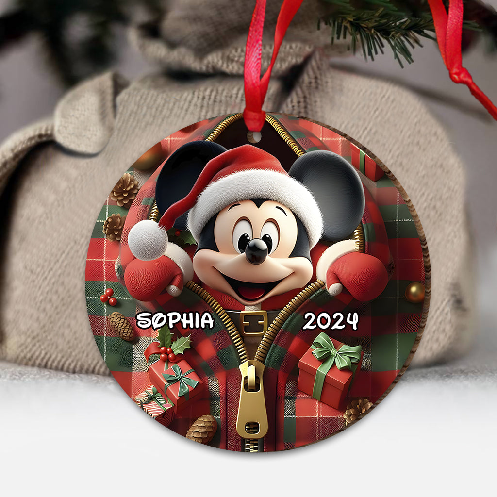Peeking Santa Claus - Personalized Mouse Ornament
