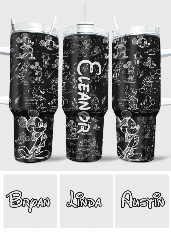 Black And White Mouse - Personalized Mouse Tumbler With Handle
