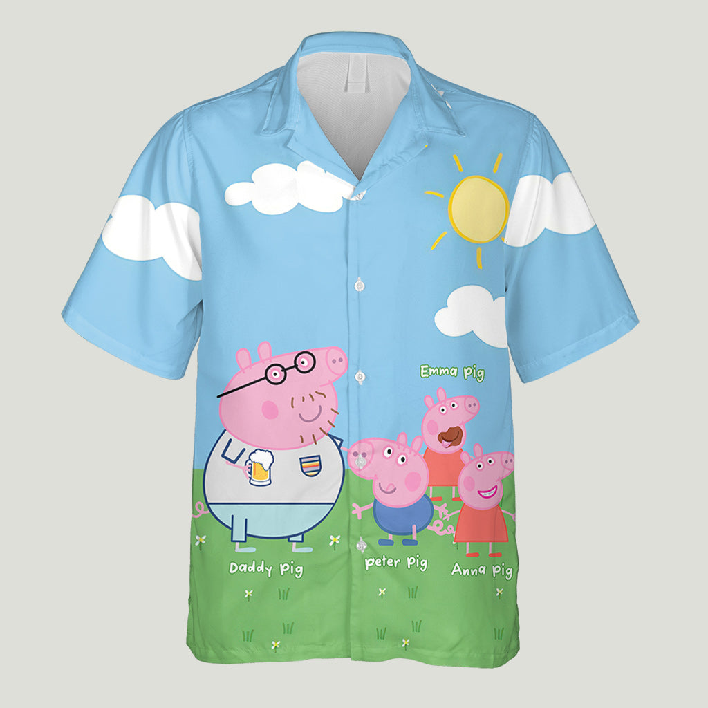 Daddy Pig - Personalized Pink Pig Hawaiian Shirt