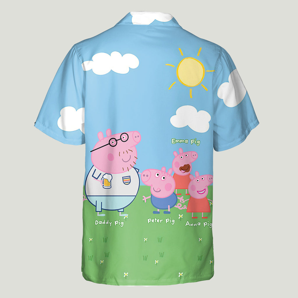 Daddy Pig - Personalized Pink Pig Hawaiian Shirt