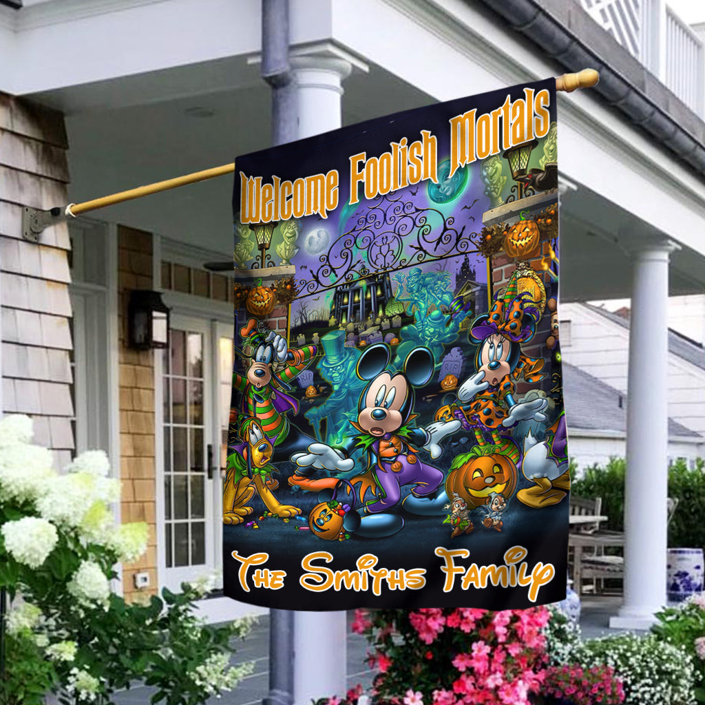 Welcome Foolish Mortals - Personalized Mouse House Flag
