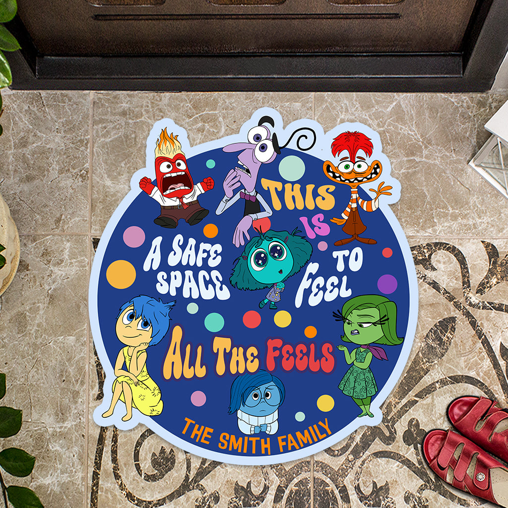 This Is A Safe Space To Feel All The Feels - Personalized Autism Awareness Shaped Doormat