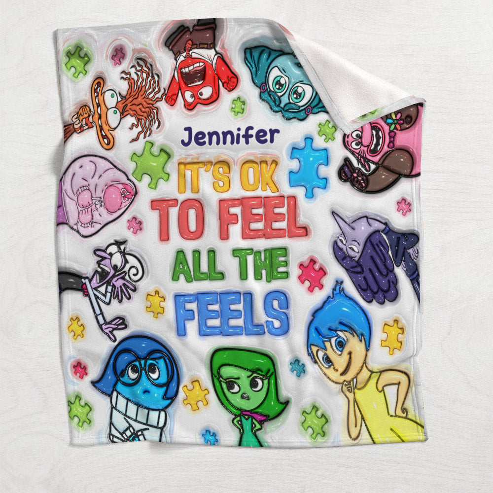 It's Ok To Feel All The Feels - Personalized Autism Awareness Blanket