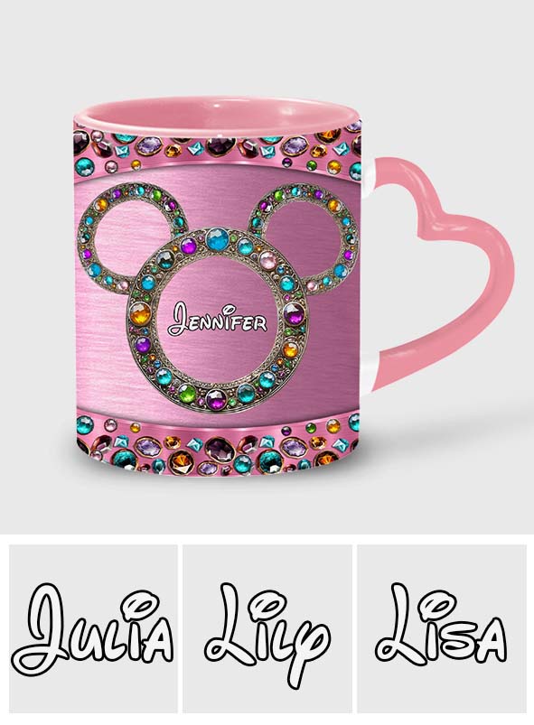 Magic Pink - Personalized Mouse Heart Handle Mug