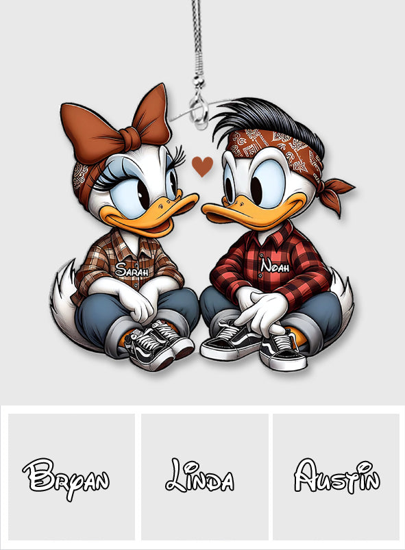 Chicano Duck Couple - Personalized Mouse Transparent Car Ornament