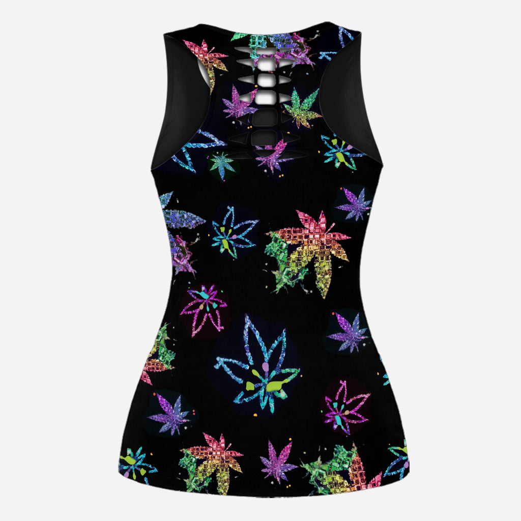 Don't Care - Personalized Weed Hollow Tank Top and Women Shorts