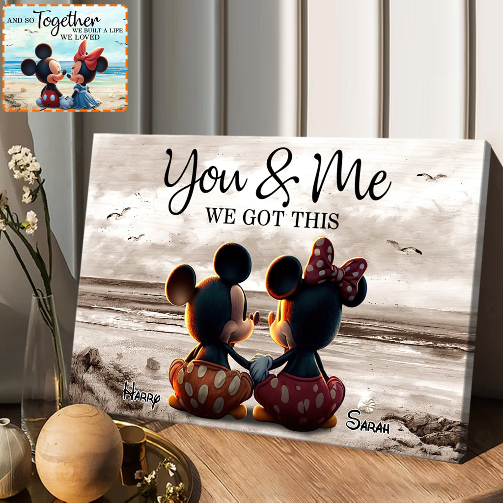 Couple Beach Landscape Retro Vintage - Personalized Mouse Canvas And Poster