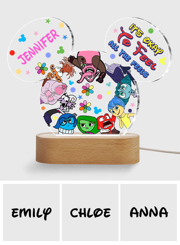 It's Okay To Feel All The Feels - Personalized Shaped Plaque Light Base