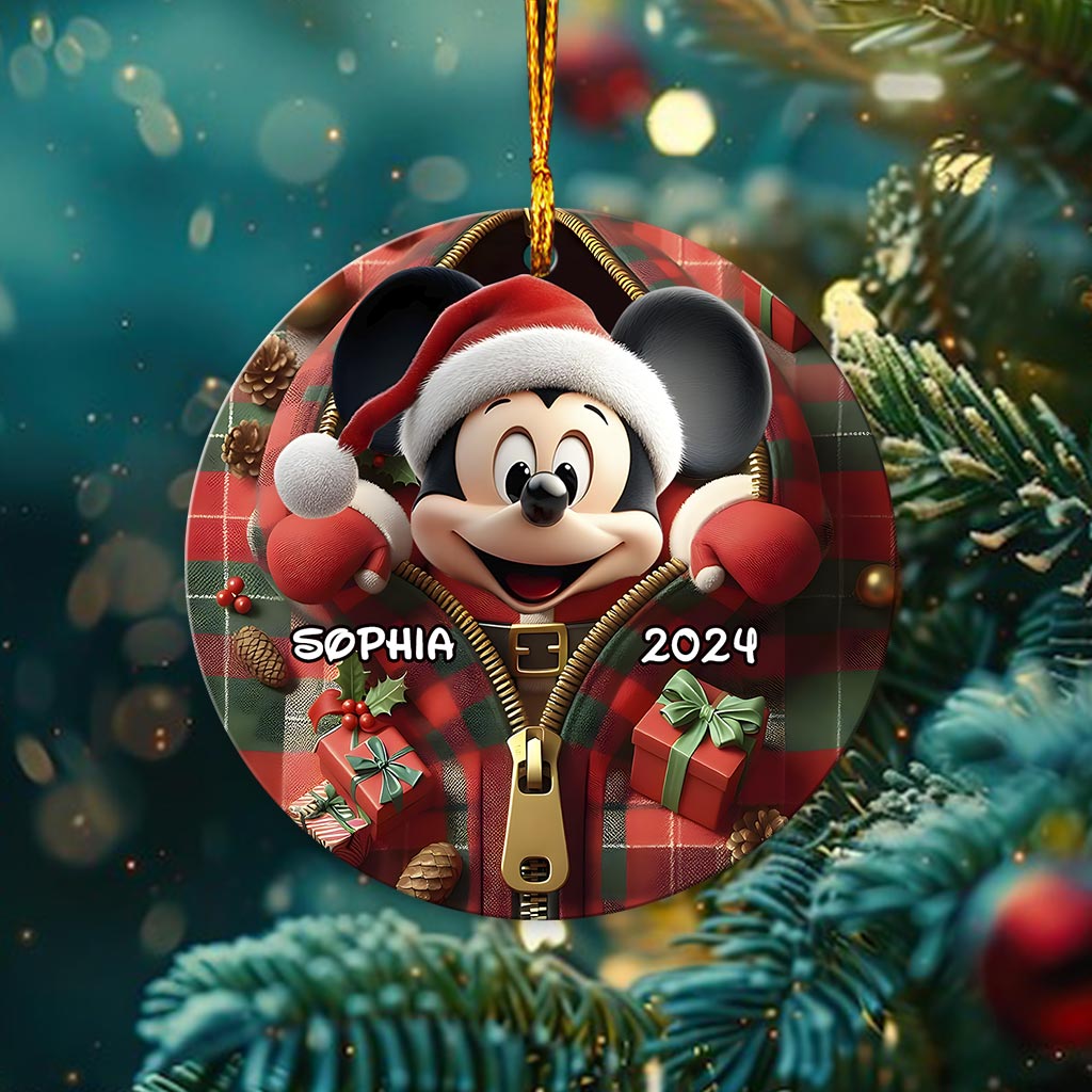 Peeking Santa Claus - Personalized Mouse Ornament