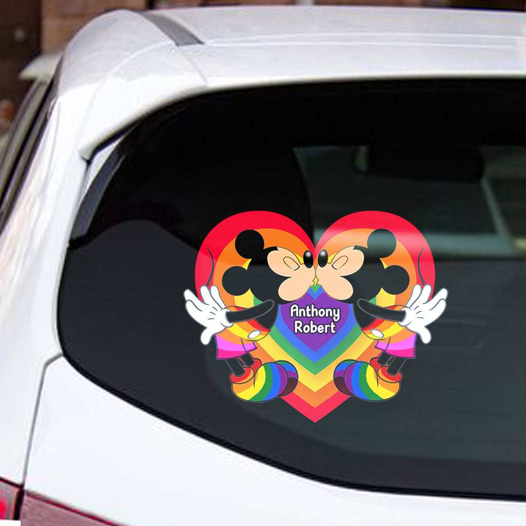 Love Is Love Mouse Couple - Personalized LGBT Support Decal Full