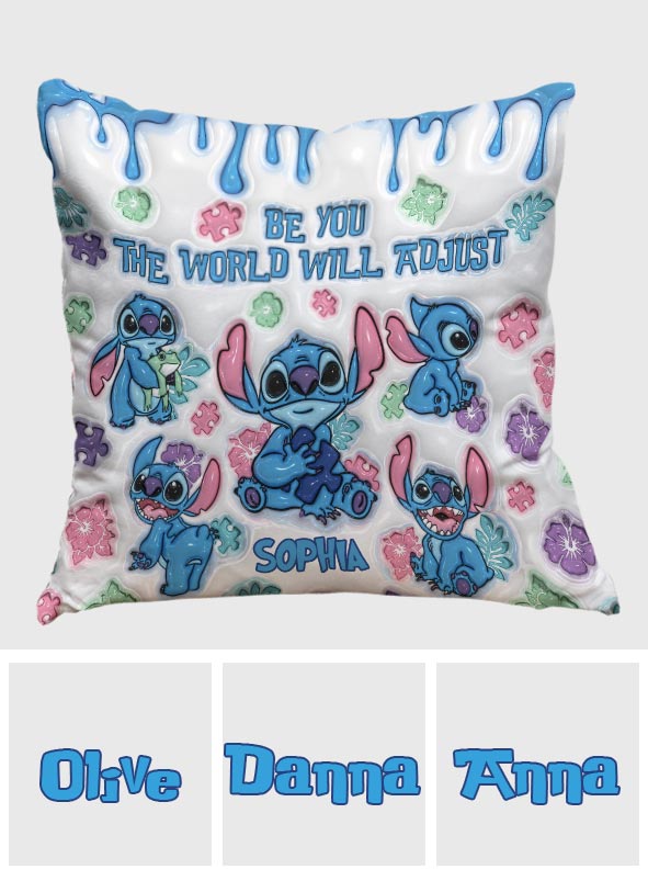 Be You The World Will Adjust - Personalized Autism Awareness Throw Pillow