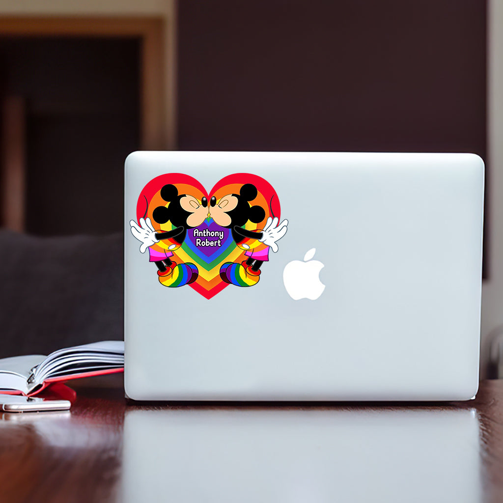 Love Is Love Mouse Couple - Personalized LGBT Support Decal Full