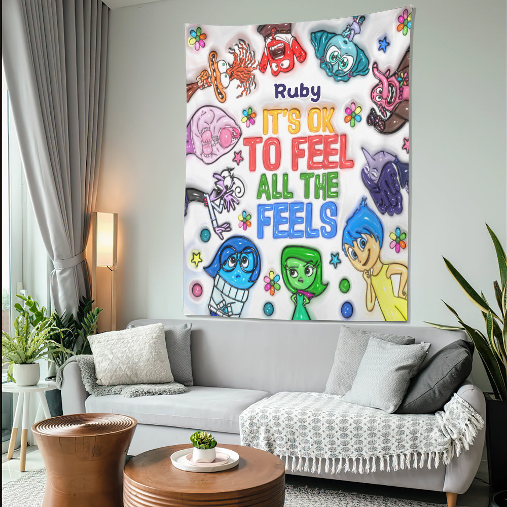 It's Ok To Feel All The Feels - Personalized Wall Tapestry